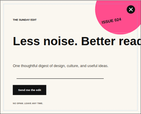 Starter Popup Editorial Signup
